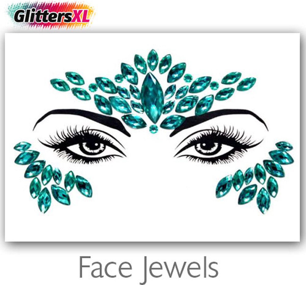 GlittersXL - Festival Diamant Face Jewels (Groen) [Dots Strass Steentjes met zelfklevend Plaklaag - Sticker Diamantjes voor Lichaam en Gezicht - Festival tattoo set outfit diamand glitter - Juwelen Face Glitterstiften tattoos kinderen]